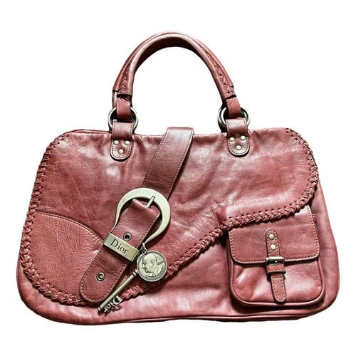 Pre-owned Dior Gaucho Leather Handbag In Red