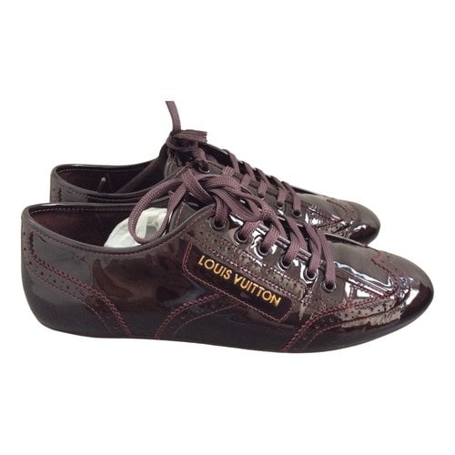 Pre-owned Louis Vuitton Patent Leather Trainers In Burgundy