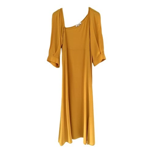 Pre-owned Dorothee Schumacher Silk Mid-length Dress In Yellow