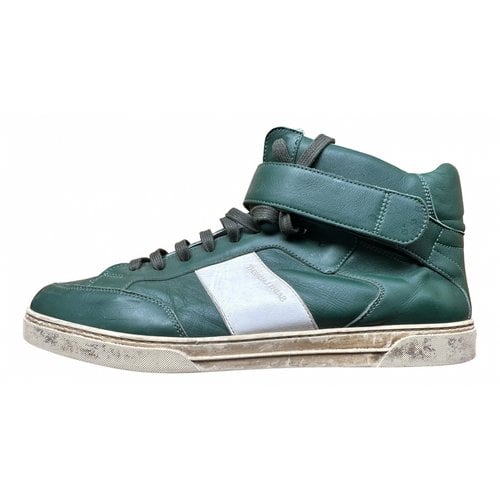 Pre-owned Saint Laurent Leather High Trainers In Green