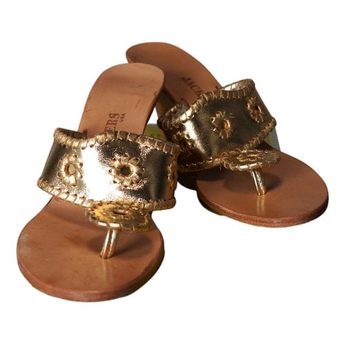 Pre-owned Jack Rogers Leather Mules In Gold