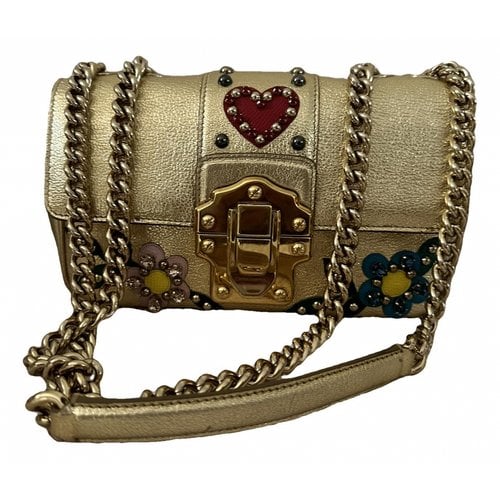 Pre-owned Dolce & Gabbana Lucia Leather Handbag In Gold