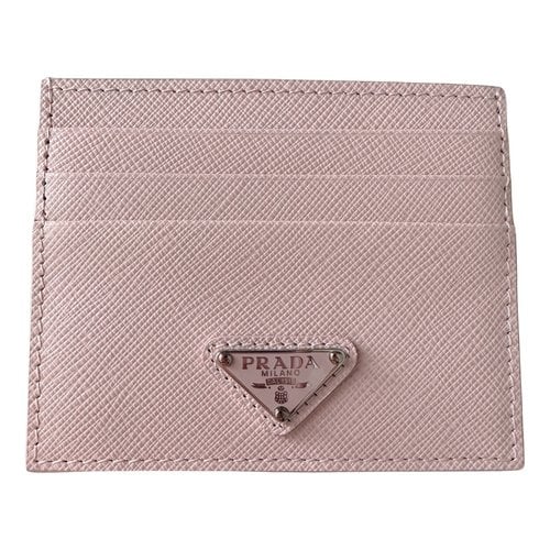 Pre-owned Prada Leather Card Wallet In Pink