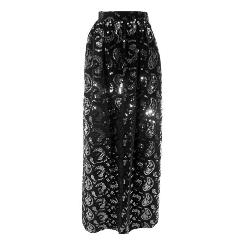 Pre-owned Oscar De La Renta Velvet Maxi Skirt In Black