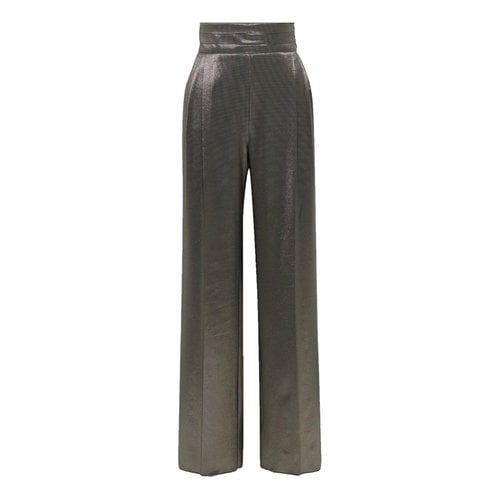 Pre-owned Max Mara Silk Straight Pants In Gold
