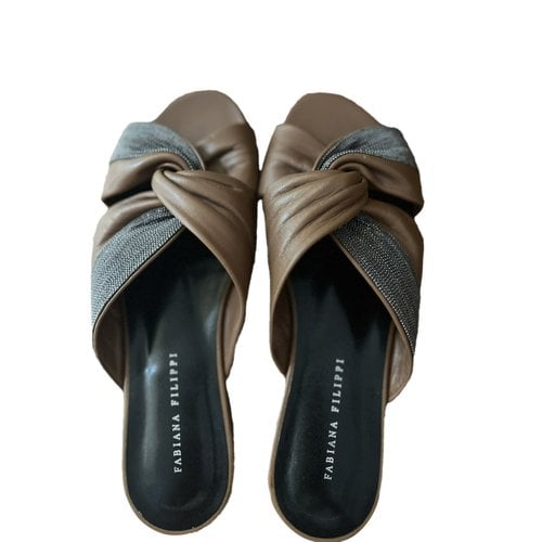 Pre-owned Fabiana Filippi Leather Sandals In Brown