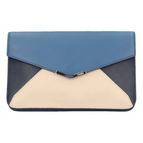Pre-owned Fendi Leather Clutch Bag In Blue