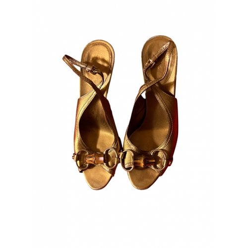 Pre-owned Gucci Leather Sandal In Gold