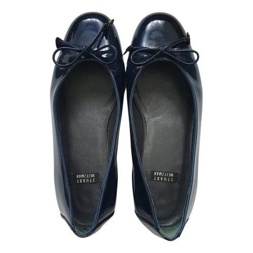 Pre-owned Stuart Weitzman Patent Leather Ballet Flats In Blue
