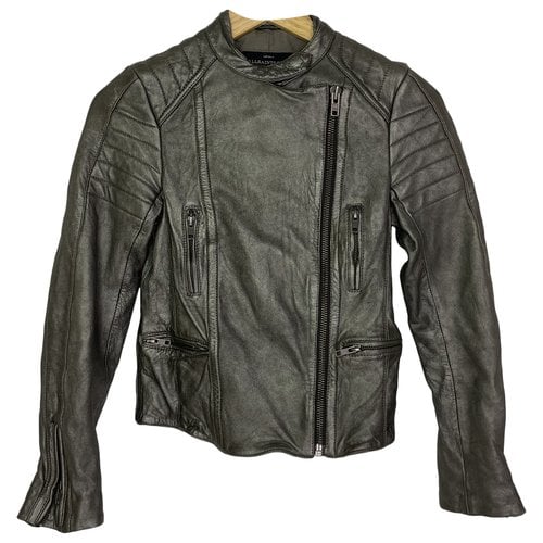 Pre-owned Allsaints Leather Biker Jacket In Metallic