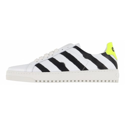 Pre-owned Off-white Diagonals Leather Low Trainers In White