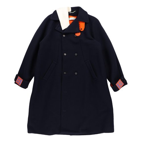 Pre-owned Off-white Wool Coat In Navy