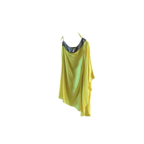 Pre-owned Roberto Cavalli Silk Mini Dress In Yellow