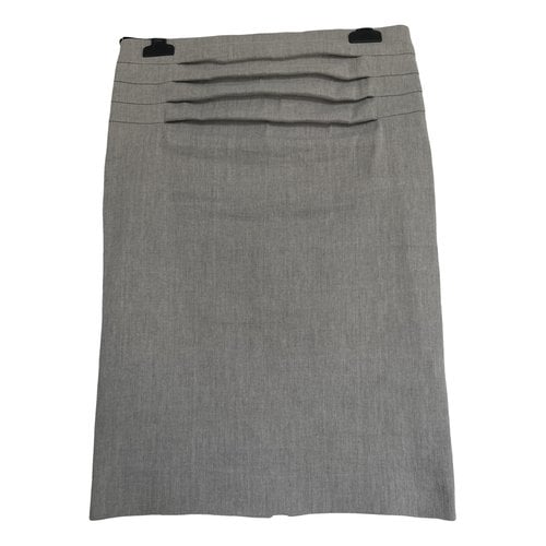 Pre-owned Donna Karan Linen Skirt In Grey