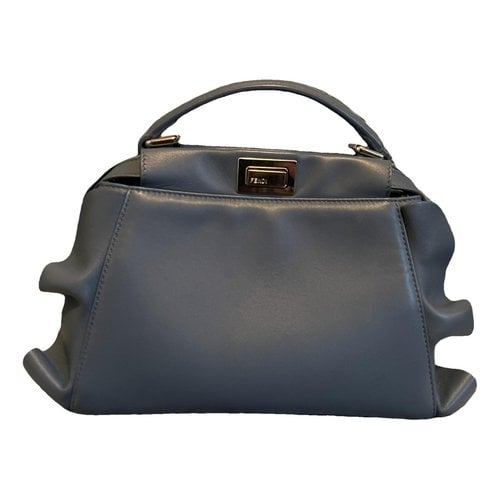 Pre-owned Fendi Peekaboo Leather Handbag In Blue