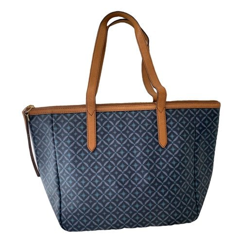 Pre-owned Fossil Leather Tote In Blue