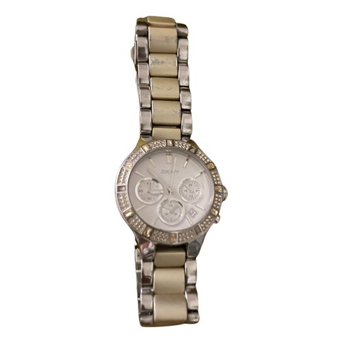 Pre-owned Dkny Ceramic Watch In Silver