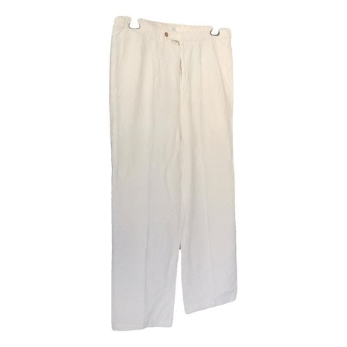Pre-owned C.p. Company Linen Trousers In Ecru