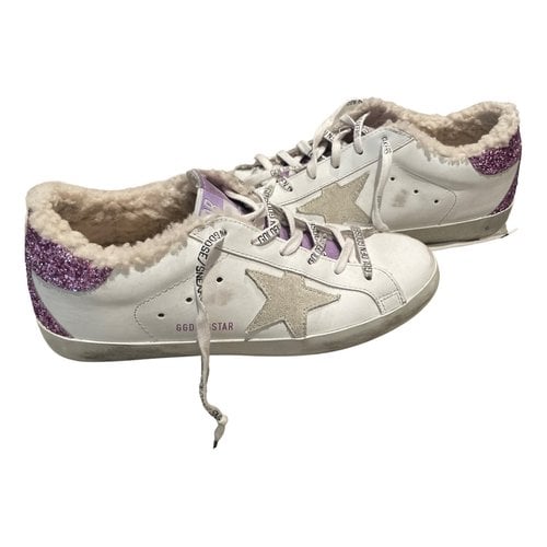 Pre-owned Golden Goose Superstar Cloth Trainers In White