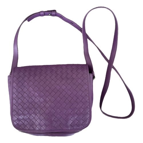 Pre-owned Bottega Veneta Nodini Leather Crossbody Bag In Purple