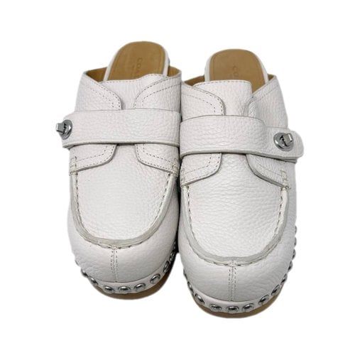 Pre-owned Coach Leather Mules & Clogs In White