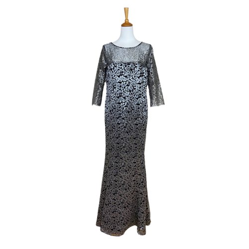 Pre-owned Marina Rinaldi Lace Maxi Dress In Silver