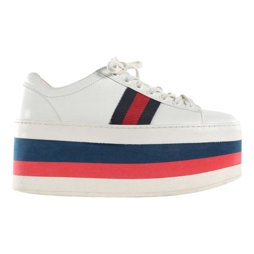 Pre-owned Gucci Leather Trainers In Multicolour