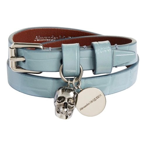 Pre-owned Alexander Mcqueen Leather Bracelet In Blue