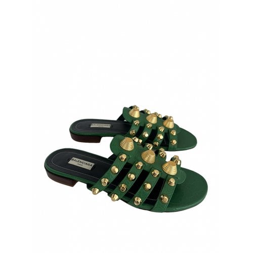 Pre-owned Balenciaga Leather Flats In Green
