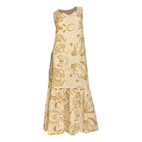 Pre-owned Elena Miro' Linen Mid-length Dress In Yellow