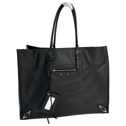 Pre-owned Balenciaga Papier Leather Handbag In Black