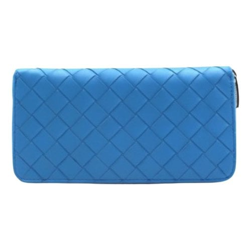 Pre-owned Bottega Veneta Intrecciato Leather Wallet In Turquoise