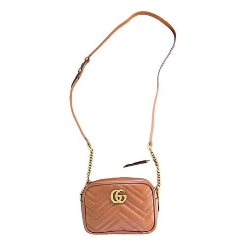 Pre-owned Gucci Gg Marmont Leather Crossbody Bag In Brown