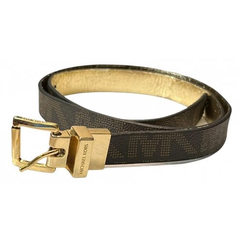 Pre-owned Michael Kors Vegan Leather Belt In Brown