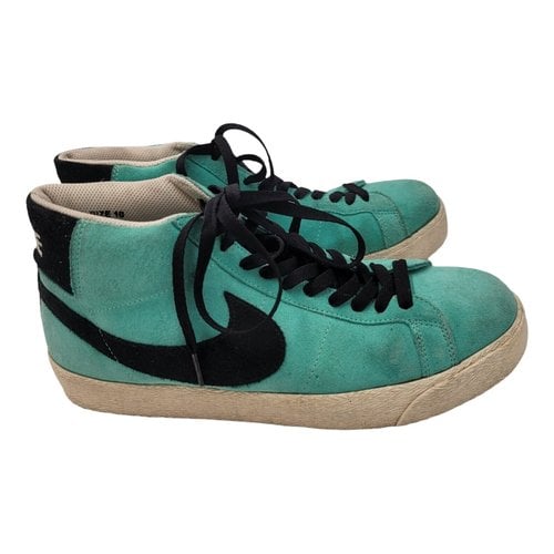 Pre-owned Nike Blazer High Trainers In Turquoise