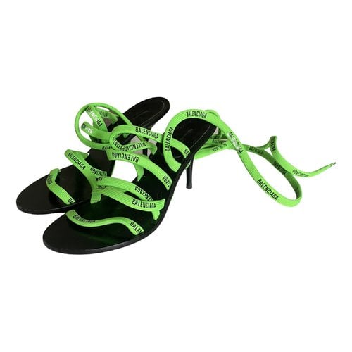 Pre-owned Balenciaga Round Cloth Sandal In Green