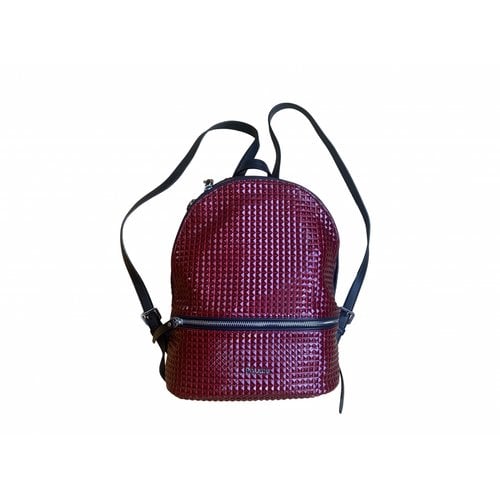 Pre-owned Pollini Cloth Backpack In Burgundy