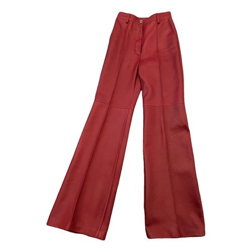 Pre-owned Gucci Leather Trousers In Red