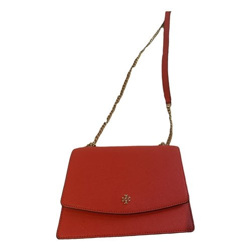 Pre-owned Tory Burch Leather Crossbody Bag In Orange