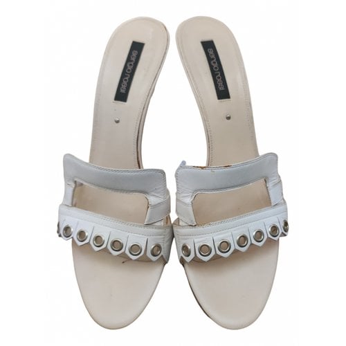 Pre-owned Sergio Rossi Sr1 Leather Mules In White