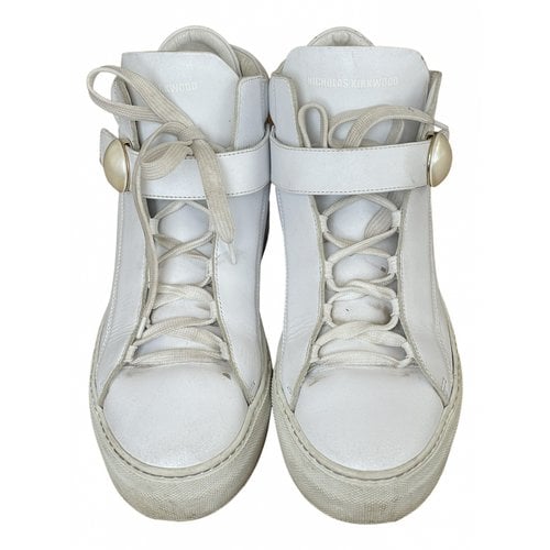 Pre-owned Nicholas Kirkwood Leather Trainers In White