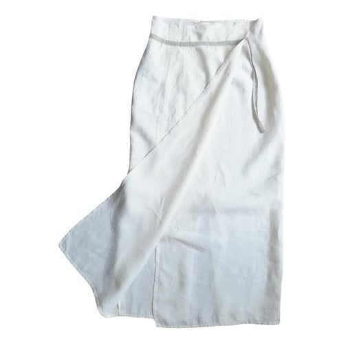Pre-owned Barbara Bui Linen Maxi Skirt In Ecru