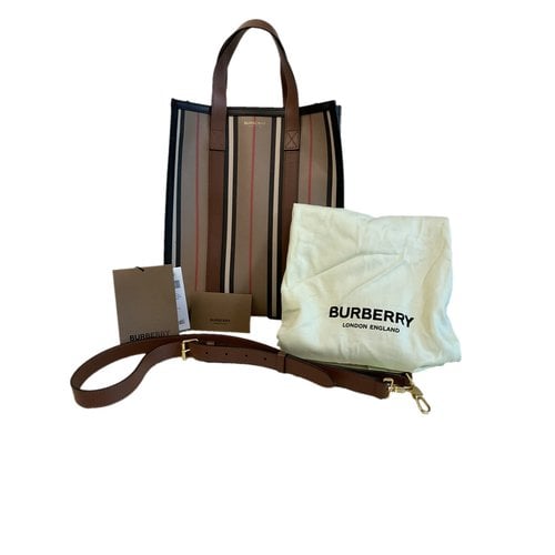 Pre-owned Burberry Vegan Leather Tote In Multicolour