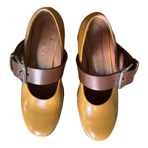 Pre-owned Marni Leather Mules & Clogs In Brown