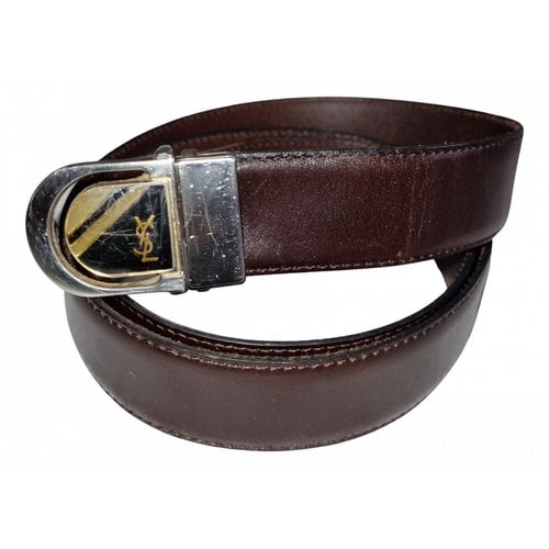 Pre-owned Saint Laurent Leather Belt In Navy