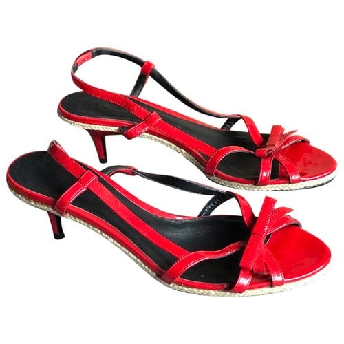Pre-owned Burberry Patent Leather Sandal In Red