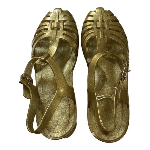 Pre-owned Celine Flip Flops In Gold