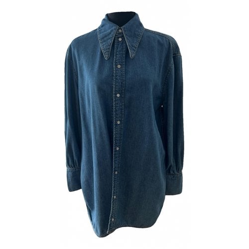 Pre-owned Ganni Spring Summer 2020 Shirt In Blue