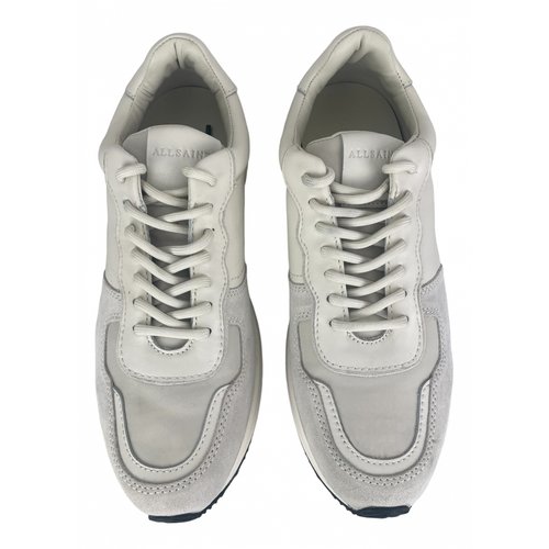 Pre-owned Allsaints Leather Low Trainers In Beige
