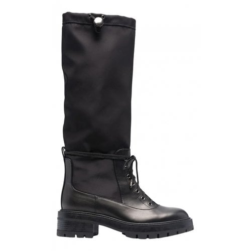 Pre-owned Aquazzura Leather Boots In Black